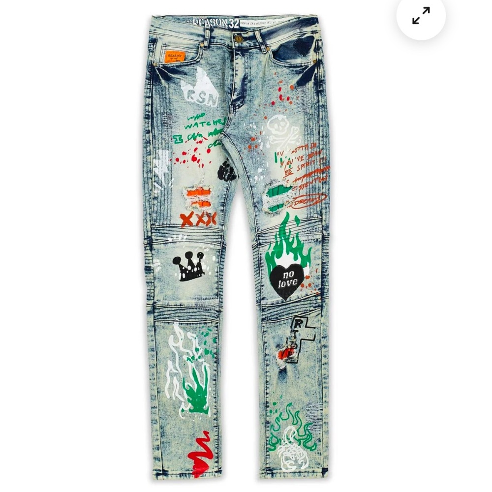 Biepa jeans CROWN GRAPHIC PRINT PATCH JEANS size 30